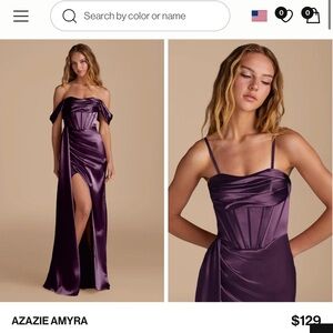 Azazie Amyra Deep Purple Satin Dress